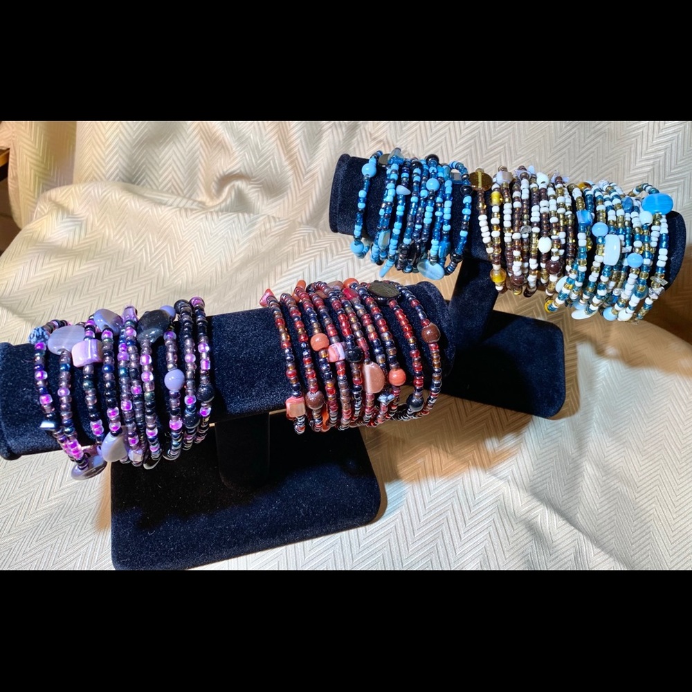 10 strand Beaded/stone cuff bracelet